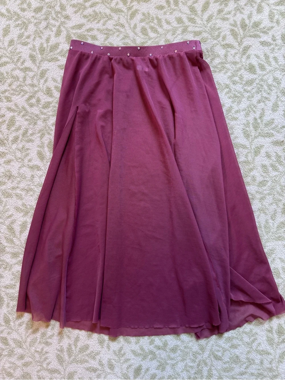 Weissman Rosewood Burgundy 4-Piece Lyrical Dance Costume Mesh Mock Neck Size LC